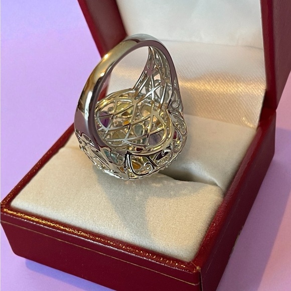 Sterling Silver Multi Gemstones Ring Cocktail Ring Size 10 - Picture 3 of 9